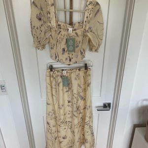NWT floral bohemian skirt and crop top set